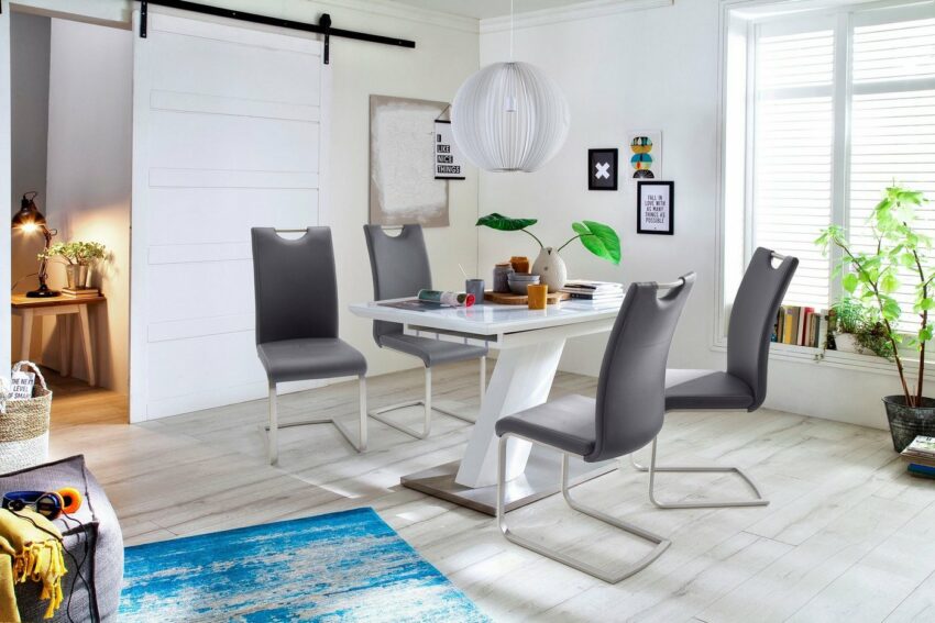 MCA furniture Esstisch »Galina«, Bootsform in weiß mit Synchronauszug vormontiert, Sicherheitsglas-Tische-Ideen für dein Zuhause von Home Trends
