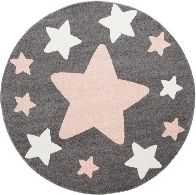 Kinderteppich »Capri 330«, Paco Home, rund, Höhe 11 mm, Kurzflor, Motiv Sterne, Pastell-Farben, Kinderzimmer-Teppiche-Inspirationen