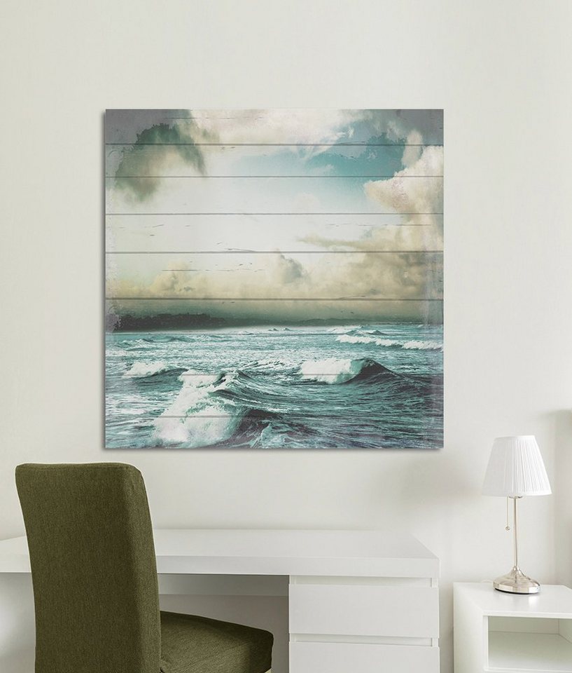 queence Holzbild »Unwetter auf dem Meer«, 40x40 cm-Bilder-Ideen für dein Zuhause von Home Trends