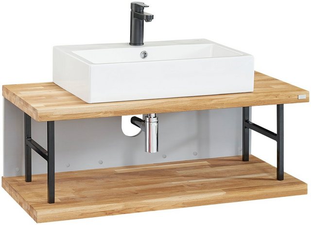 OTTO products Waschtisch »Tommes«, Badmöbel in Breite 100 cm inkl. Waschbecken, FSC®-zertifiziertes Massivholz Eiche-Waschtische-Inspirationen