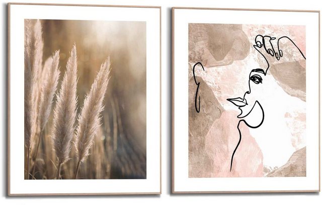 Reinders! Wandbild »Natürliche Linien Stiftzeichnung - Abstrakt - Frau - Pampas«, (2 Stück)-Bilder-Inspirationen