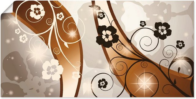 Artland Wandbild »Braune Wirbel mit Blumen«, Muster (1 Stück), in vielen Größen & Produktarten -Leinwandbild, Poster, Wandaufkleber / Wandtattoo auch für Badezimmer geeignet-Bilder-Inspirationen
