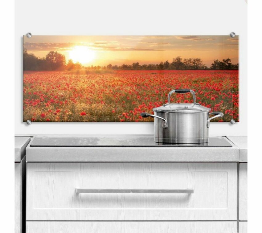 Wall-Art Küchenrückwand »Mohnfeld im Sonnenuntergang«, (1-tlg)-Küchenrückwände-Ideen für dein Zuhause von Home Trends