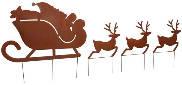 Gartenstecker »Santa mit Schlitten« (Set, 4-St) aus Metall-Dekostecker-Inspirationen