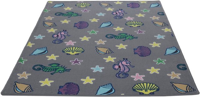 Kinderteppich »Meereswelt Muschel«, Living Line, rechteckig, Höhe 7 mm, Velours, Motiv Meerestiere, Kinderzimmer-Teppiche-Inspirationen