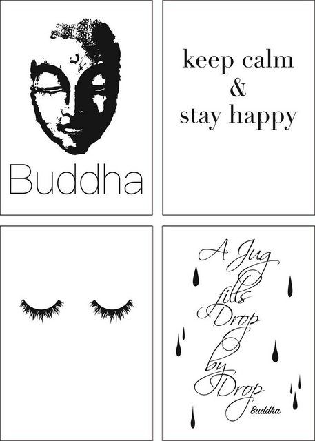 Artland Poster »Buddha Ruhe Wimpern Tropfen«, Sprüche & Texte (4 Stück), Poster, Wandbild, Bild, Wandposter-Bilder-Inspirationen