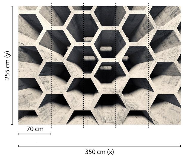 living walls Fototapete »Designwalls Honeycomb Structure 2«, glatt, (5 St)-Tapeten-Inspirationen
