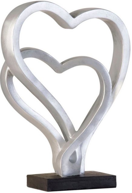 GILDE Dekoobjekt »Skulptur Hearts, antik silber« (1 Stück), Höhe 30 cm, Herz-Form, antikfinish, Wohnzimmer-Deko-Objekte-Inspirationen