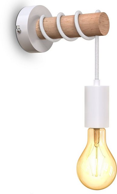 B.K.Licht Wandleuchte, Wandlampe, 1 flammige Vintage Lampe, Industrial Design, Retro Lampe, Stahl, Holz, Rund, E27, ohne Leuchtmittel-Lampen-Inspirationen