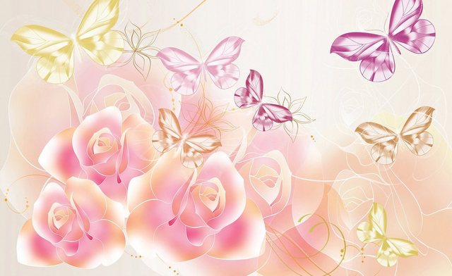 Consalnet Fototapete »Schmetterlinge Blumen«, glatt, Motiv-Tapeten-Inspirationen