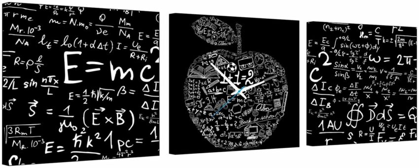 Conni Oberkircher´s Bild »Blackboard - Abstrakte Kunst Mathematik«, Zeichen (Set), mit dekorativer Uhr, Zahlen, Formeln-Bilder-Ideen für dein Zuhause von Home Trends