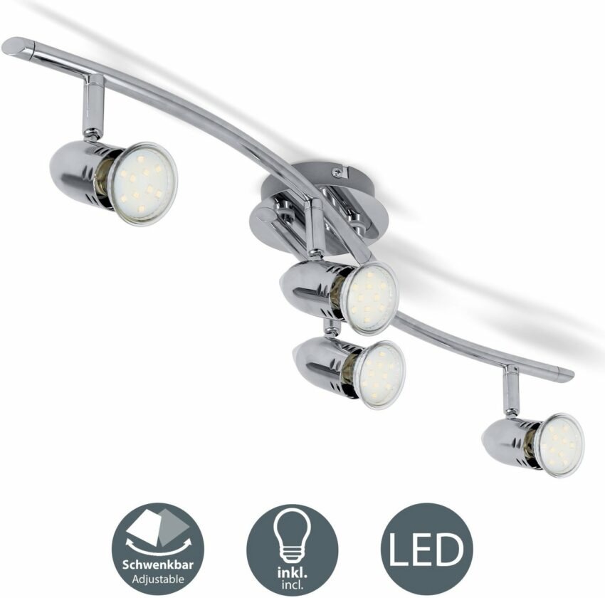 B.K.Licht LED Deckenleuchte, LED Design Deckenlampe Decken Spot-Strahler GU10 modern chrom inkl. 3W 250lm-Lampen-Ideen für dein Zuhause von Home Trends