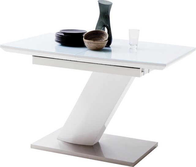 MCA furniture Esstisch »Galina«, Bootsform in weiß mit Synchronauszug vormontiert, Sicherheitsglas-Tische-Inspirationen
