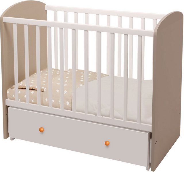 Polini kids Babybett »Sky 745, Weiß-Macchiato«, mit Bettschubkasten und Schaukelfunktion-Betten-Inspirationen