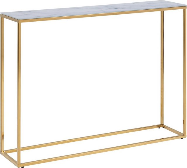 Leonique Konsole »Alina«, mit Glasboden in weißer Marmor-Optik, elegantes goldfarbenes Chromgestell, Breite 110 cm-Tische-Inspirationen