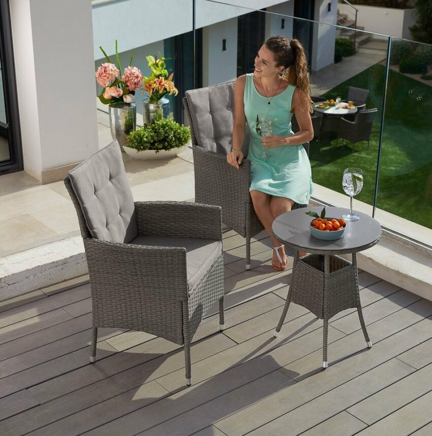 KONIFERA Balkonset »Mailand«, (7-tlg), 2 Sessel, Tisch Ø 50 cm, Polyrattan-Balkonsets-Ideen für dein Zuhause von Home Trends