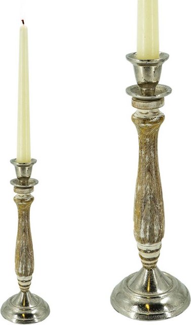 NOOR LIVING Kerzenhalter (1 Stück), aus Metall und Mangoholz, Höhe ca. 29 cm-Kerzenhalter-Inspirationen