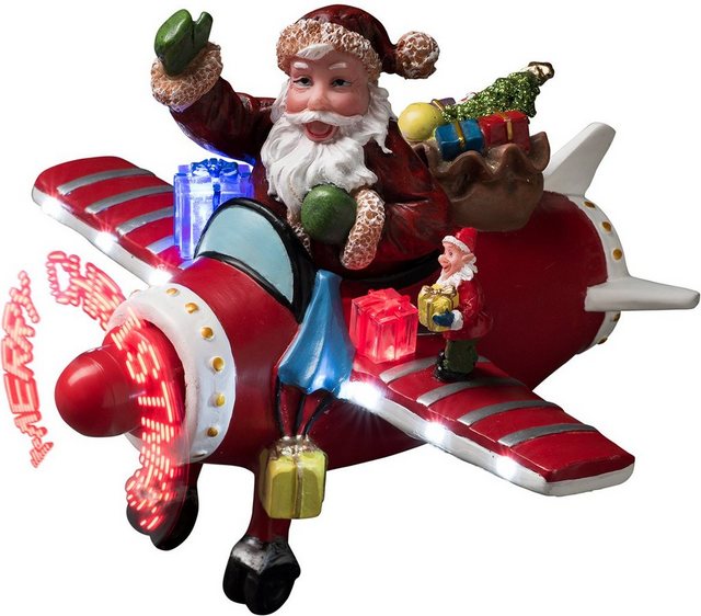 KONSTSMIDE LED-Dekofigur (1 Stück), LED Szenerie Weihnachtsmann im Flugzeug, mit Animation-Figuren-Inspirationen