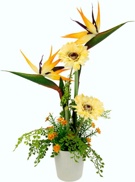 Kunstblume »Arrangement Strelitzie/Gerbera«, I.GE.A., Höhe 60 cm, Topf aus Keramik-Kunstpflanzen-Inspirationen