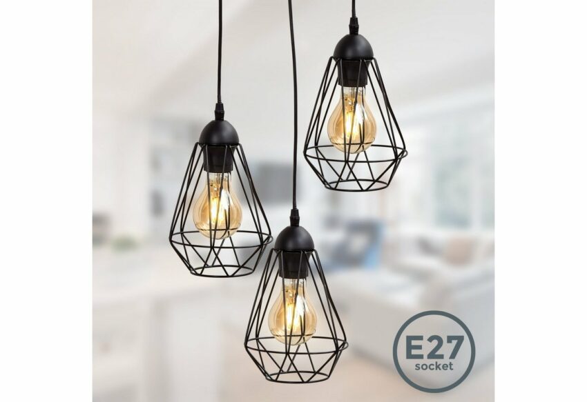B.K.Licht Pendelleuchte, LED Hängelampe schwarz Metall Draht Vintage Hängeleuchte Retroleuchte E27-Lampen-Ideen für dein Zuhause von Home Trends