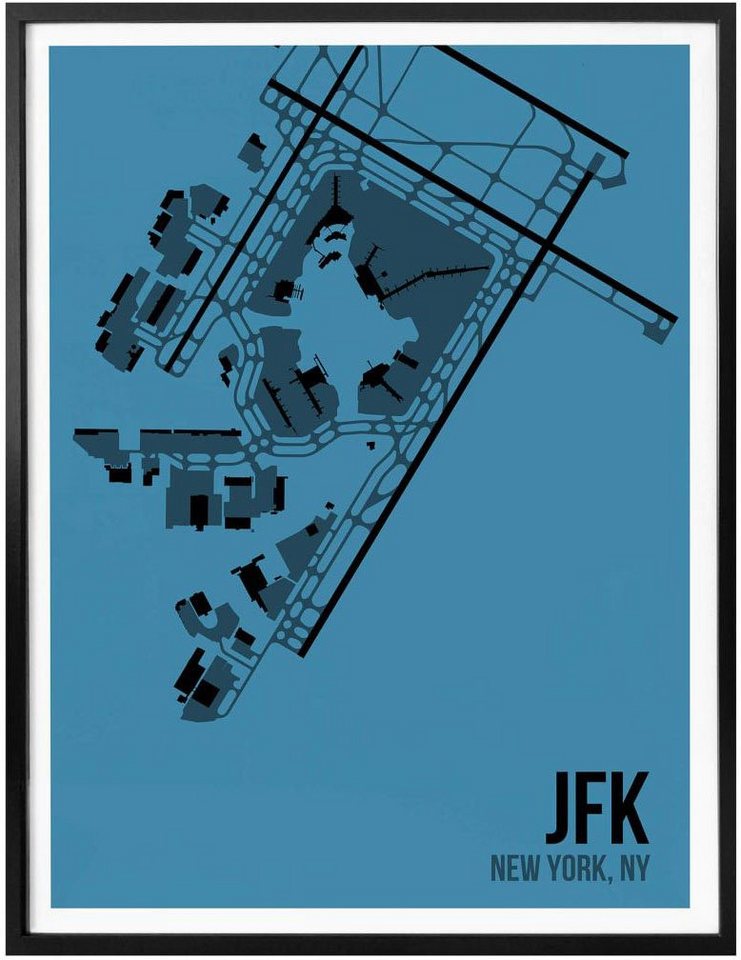 Wall-Art Poster »Wandbild JFK Grundriss New York«, Grundriss (1 Stück), Poster, Wandbild, Bild, Wandposter-Bilder-Ideen für dein Zuhause von Home Trends