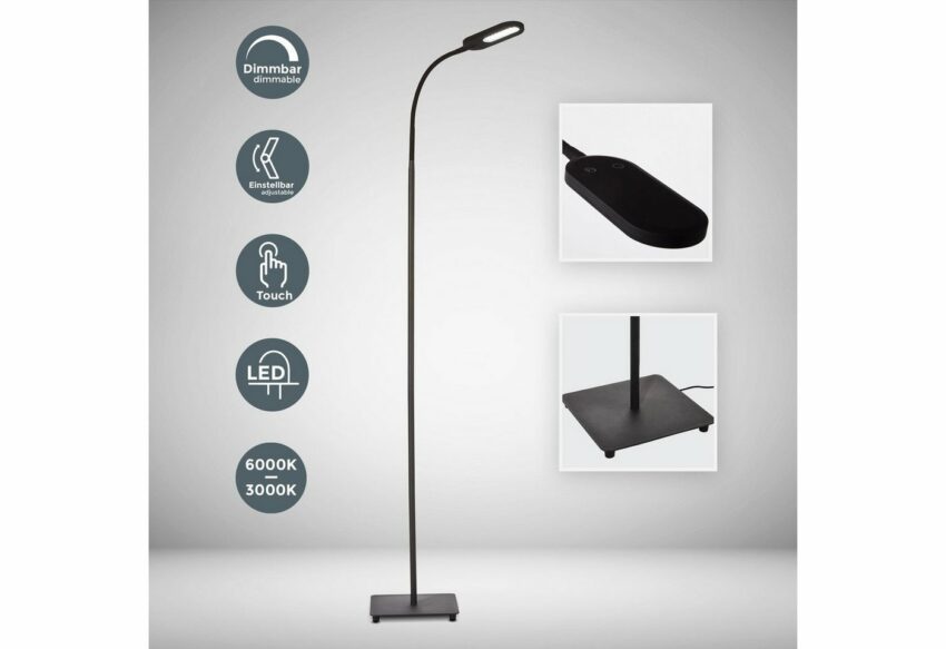 B.K.Licht LED Stehlampe, LED Stehleuchte dimmbar schwenkbar Memory & Touch Funktion inkl. 8W 600lm-Lampen-Ideen für dein Zuhause von Home Trends