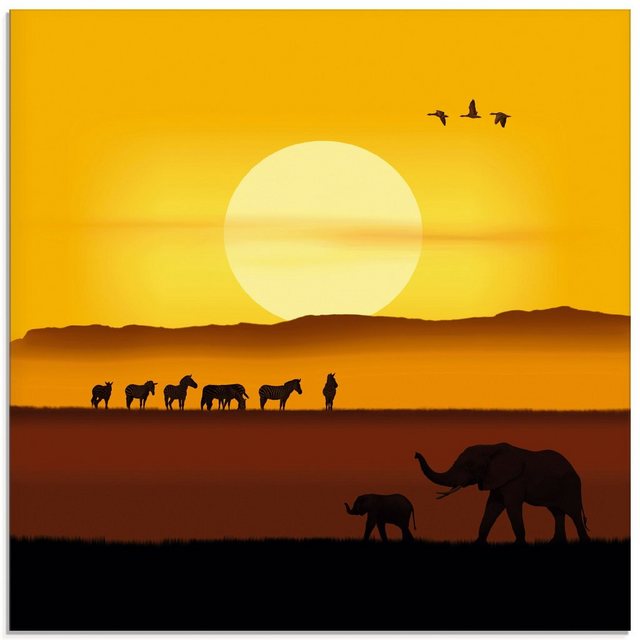 Artland Glasbild »Ein Morgen in der afrikanischen Savanne«, Wildtiere (1 Stück)-Bilder-Inspirationen
