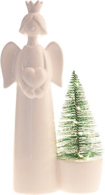 VALENTINO Wohnideen LED Dekofigur »Engel mit Baum«, Weihnachtsfigur aus Keramik, Höhe ca. 26 cm-Lampen-Inspirationen