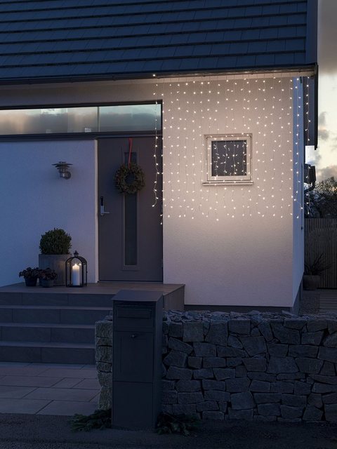 KONSTSMIDE LED-Lichtervorhang, 320-flammig, LED Eisregen Lichtervorhang, gefrostet, 320 warm weiße Dioden-Lampen-Inspirationen
