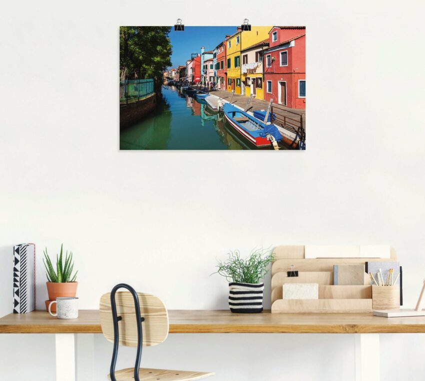 Artland Wandbild »Bunte Gebäude auf Insel Burano Venedig«, Bilder von Booten & Schiffen (1 Stück), in vielen Größen & Produktarten - Alubild / Outdoorbild für den Außenbereich, Leinwandbild, Poster, Wandaufkleber / Wandtattoo auch für Badezimmer geeignet-Bilder-Ideen für dein Zuhause von Home Trends