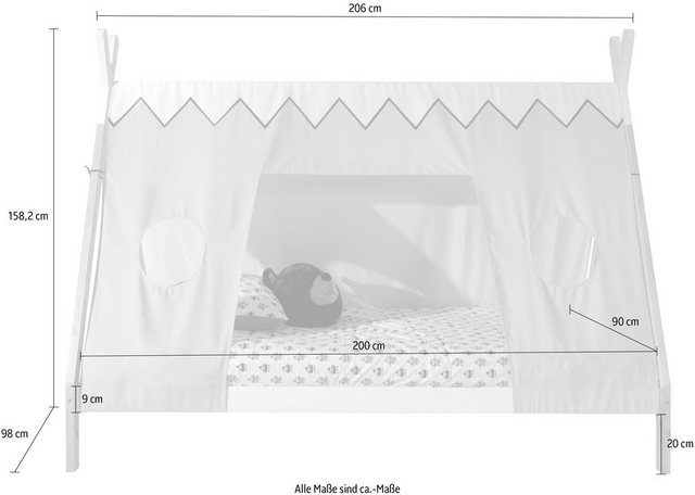 Vipack Kinderbett »Tipi«, mit Rolllattenrost und Zeltdach, wahlweise mit Schublade-Betten-Inspirationen