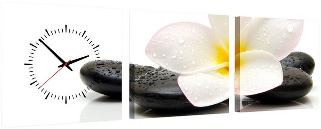 Conni Oberkircher´s Bild mit Uhr »Black & White - weiße Orchidee«, Orchidee (Set), mit dekorativer Uhr, Blumen, Entspannung, Wellness, Steine-Bilder-Inspirationen
