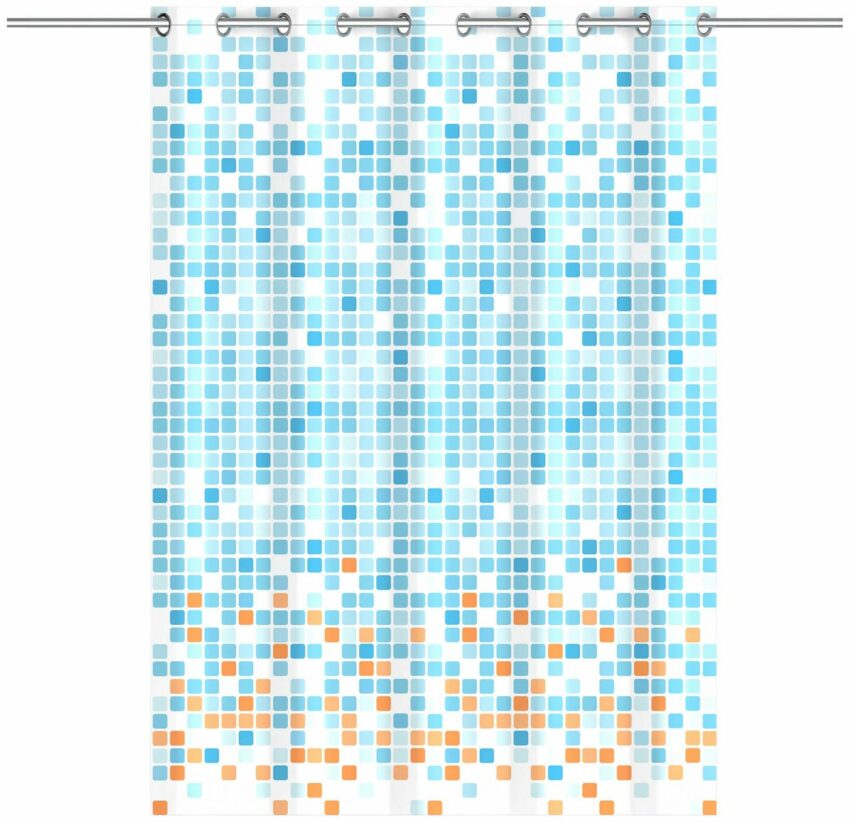 Eisl Duschvorhang »Mosaik BLAU/ORANGE« Breite 180 cm, waschbarer Antischimmel Textil Vorhang (Höhe 200 cm), blickdichter Vorhang auch für die Badewanne-Duschvorhänge-Ideen für dein Zuhause von Home Trends