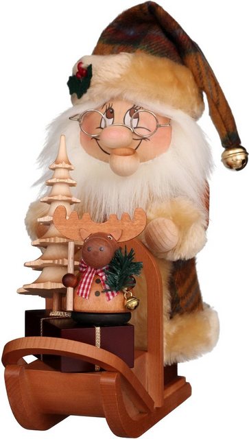 Christian Ulbricht Räuchermännchen »Wichtel Weihnachtsmann mit Schlitten«, Original Erzgebirge Holzkunst, inklusive Räucherkerzen-Figuren-Inspirationen