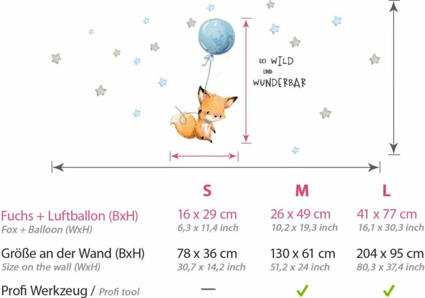 little DECO Wandtattoo »Little Deco Wandtattoo Sei wild & Fuchs mit Luftballon«-Wandtattoos-Ideen für dein Zuhause von Home Trends