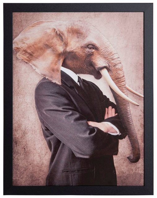 Spiegelprofi GmbH Bild mit Rahmen »Elephant«, (1 Stück), hochwertiger Kunstdruck, Rahmen schwarz-Bilder-Inspirationen