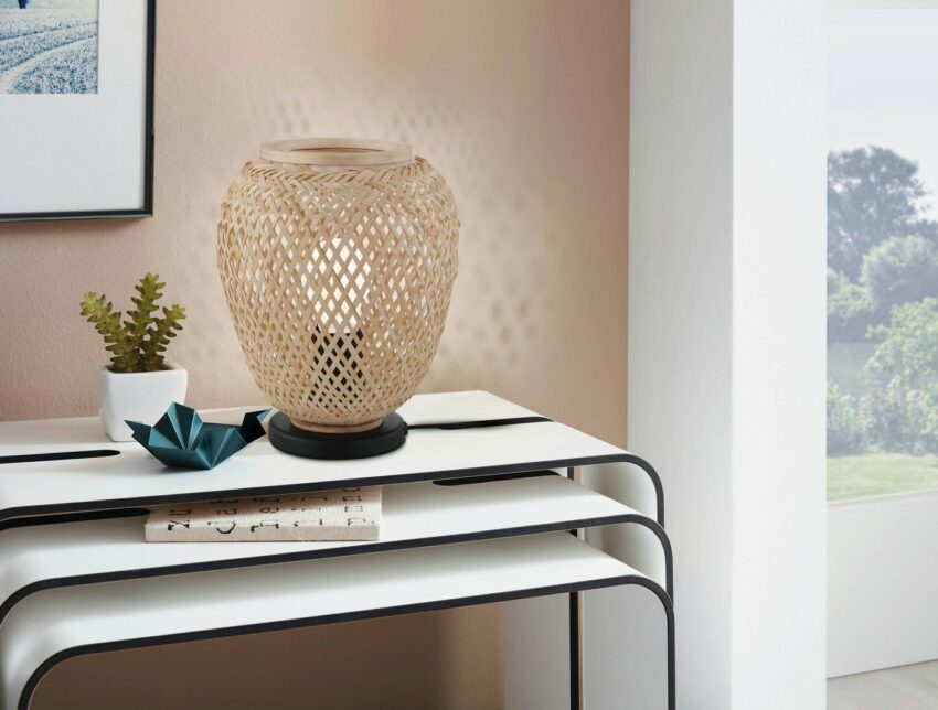 EGLO Tischleuchte »Dembleby«, Holzkorb geflochten, Natur, Vintage, Hygge, 1-flammig-Lampen-Ideen für dein Zuhause von Home Trends