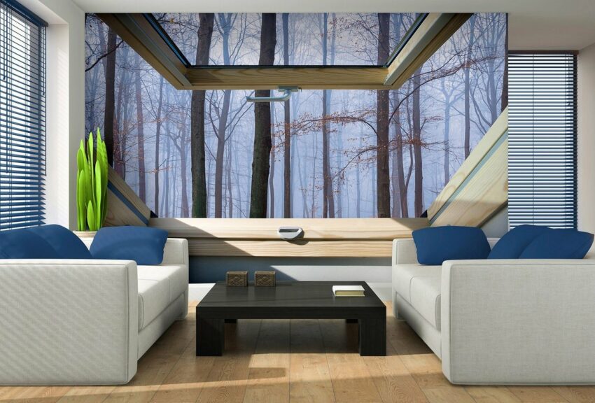 Consalnet Fototapete »Nebel Wald Fensterblick«, glatt, Motiv-Tapeten-Ideen für dein Zuhause von Home Trends