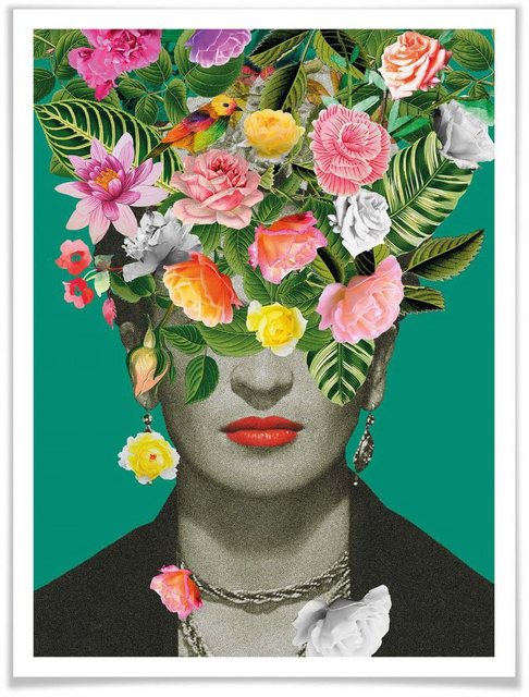 Wall-Art Poster »Frida Kahlo Floral«, Schriftzug (1 Stück)-Bilder-Inspirationen