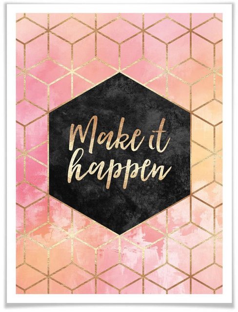 Wall-Art Poster »Make it Happen Gold«, Schriftzug (1 Stück)-Bilder-Inspirationen