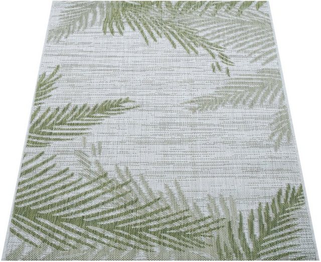 Teppich »Kuba 126«, Paco Home, rechteckig, Höhe 4 mm, Flachgewebe, Motiv Blätter, In- und Outdoor geeignet, Wohnzimmer-Teppiche-Inspirationen