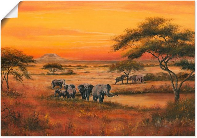 Artland Wandbild »Afrika Elefanten«, Afrika (1 Stück), in vielen Größen & Produktarten - Alubild / Outdoorbild für den Außenbereich, Leinwandbild, Poster, Wandaufkleber / Wandtattoo auch für Badezimmer geeignet-Bilder-Inspirationen