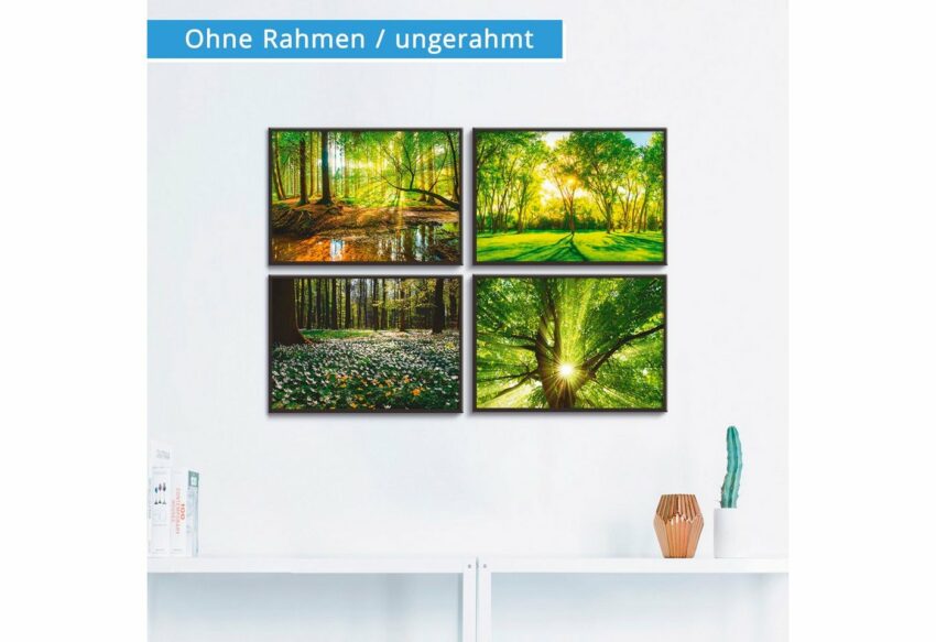 Artland Poster »Wald Bach Frühling Windrosen Sonne Baum«, Wald (4 Stück), Poster, Wandbild, Bild, Wandposter-Bilder-Ideen für dein Zuhause von Home Trends