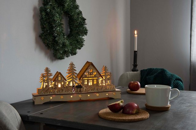 KONSTSMIDE Weihnachtsdorf, LED Holzsilhouette, Dorf mit Schneemann und Rentier-Weihnachtsdörfer-Inspirationen