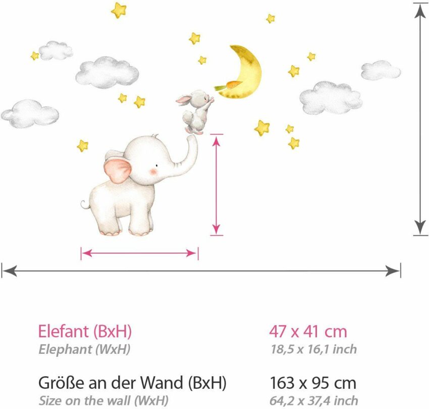 little DECO Wandtattoo »Little Deco Wandtattoo Elefant & Hase mit Mond und Sternen«-Wandtattoos-Ideen für dein Zuhause von Home Trends